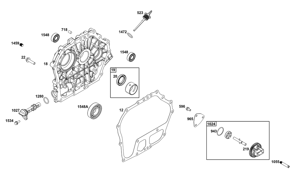 Crankcase Cover/Sump Group Diagram and Parts List for 261D05-0006-01 200000 - 399999 Briggs and Stratton Engine